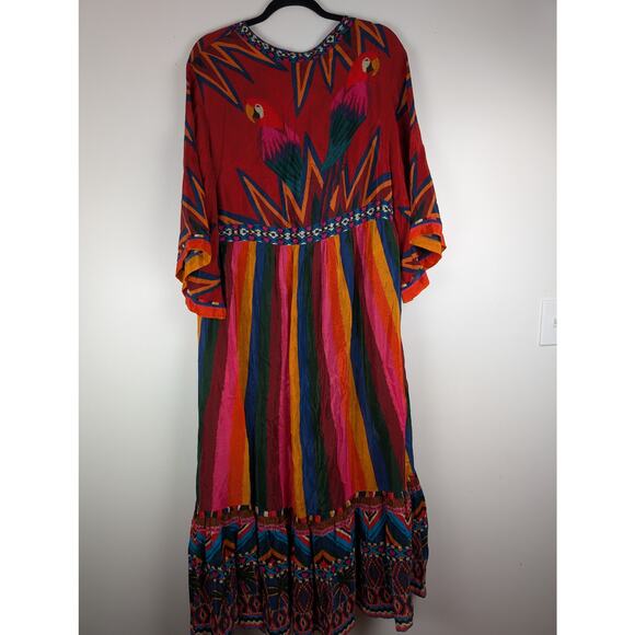 NWT Farm Rio Macaw Show Maxi Dress Sz Lg Boho Witchy Whimsical Artsy Boho - Picture 8 of 15